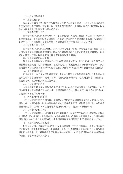 上市公司治理体系建设