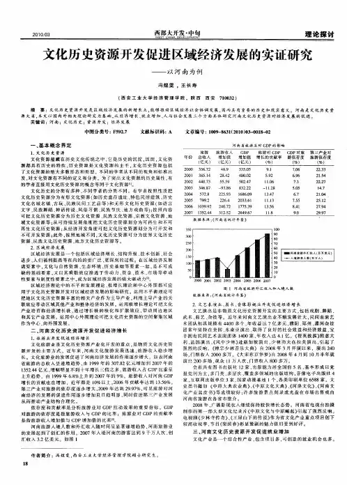 文化历史资源开发促进区域经济发展的实证研究——以河南为例