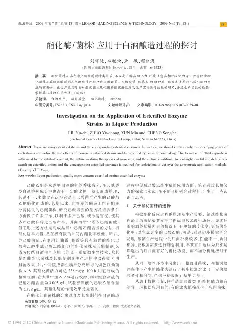 酯化酶_菌株_应用于白酒酿造过程的探讨