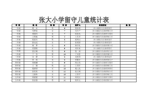 留守儿童统计详表