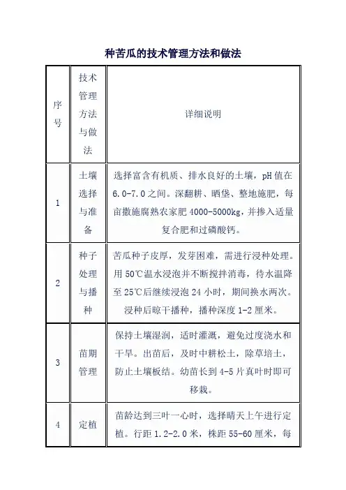 种苦瓜的技术管理方法和做法