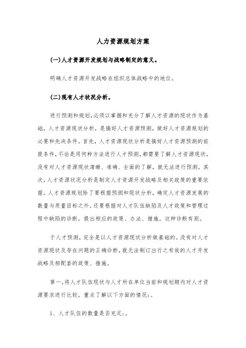 人力资源规划方案(5篇)