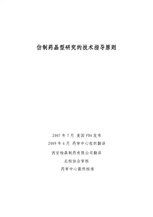 仿制药晶型研究的技术指导原则