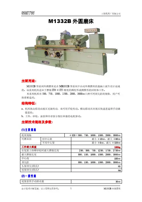 【免费下载】M1332B外圆磨床参数