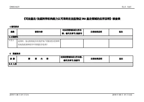 CNAS-CL08-A002：2018(法医物证DNA)