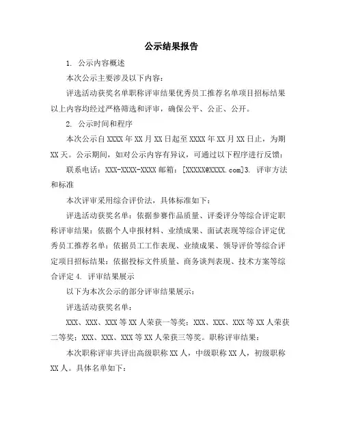 公示结果报告