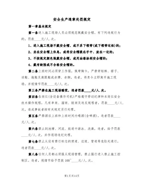 安全生产违章处罚规定（5篇）