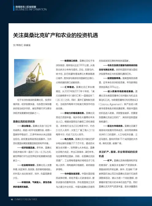 关注莫桑比克矿产和农业的投资机遇