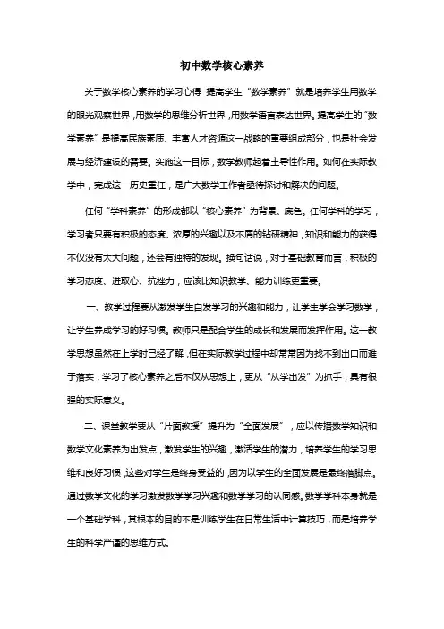数学核心素养心得体会 3