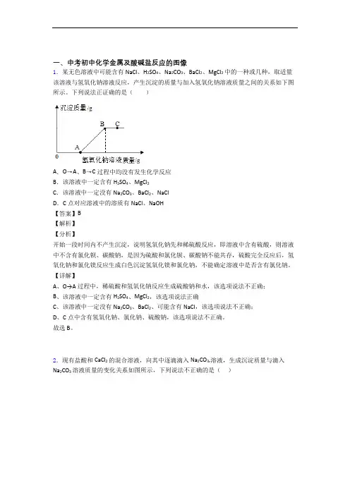 2020-2021中考化学易错题专题复习-金属及酸碱盐反应的图像练习题含详细答案