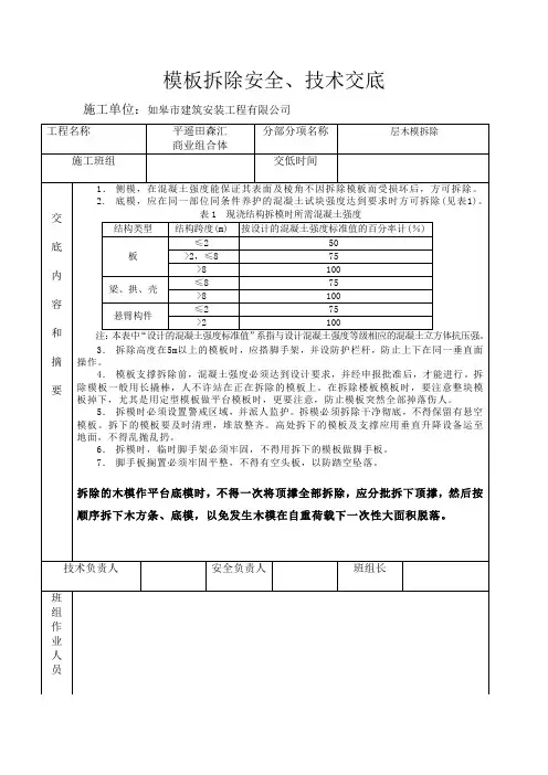 模板拆模