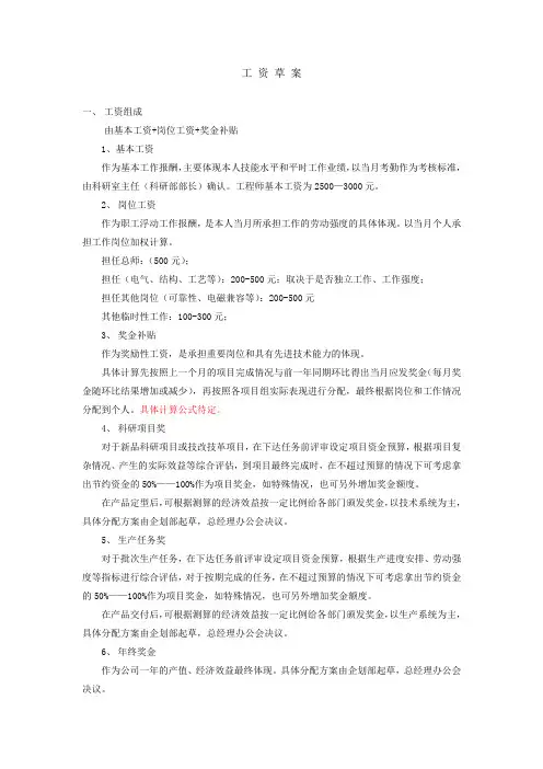 薪酬表格