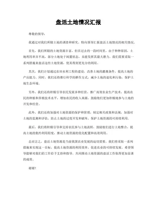 盘活土地情况汇报