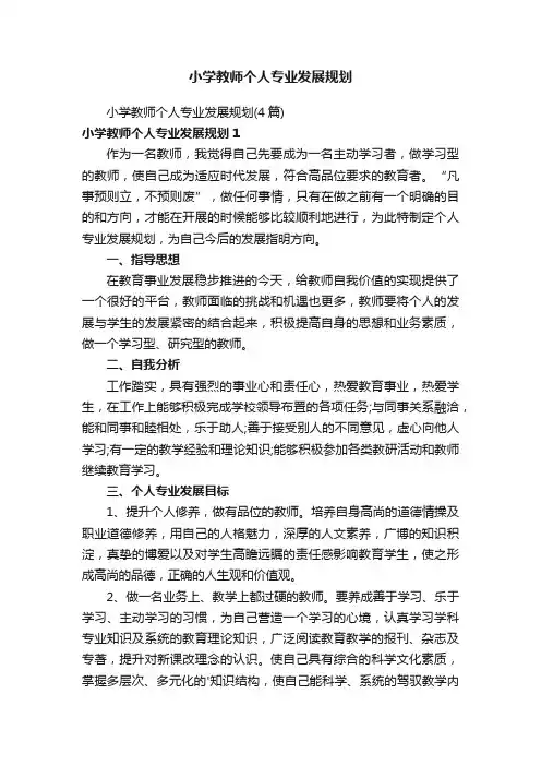 小学教师个人专业发展规划