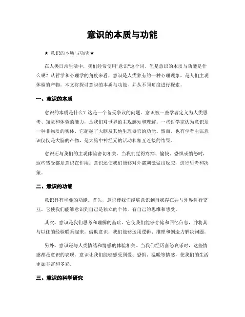 意识的本质与功能