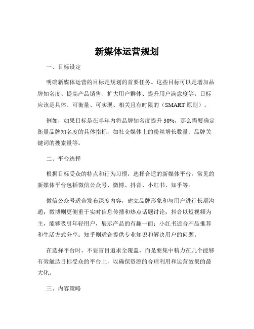 新媒体运营规划