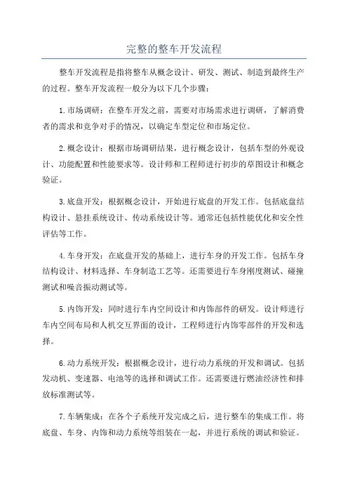 完整的整车开发流程