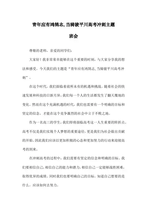 青年应有鸿鹄志,当骑骏平川高考冲刺主题班会