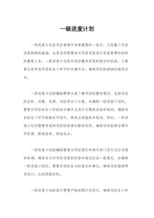 一级进度计划