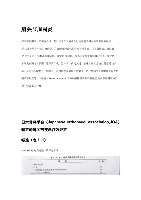 肩关节JOA评分标准