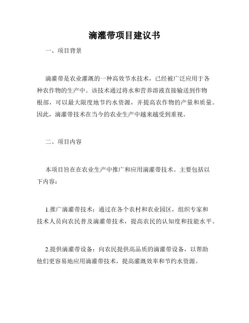 滴灌带项目建议书