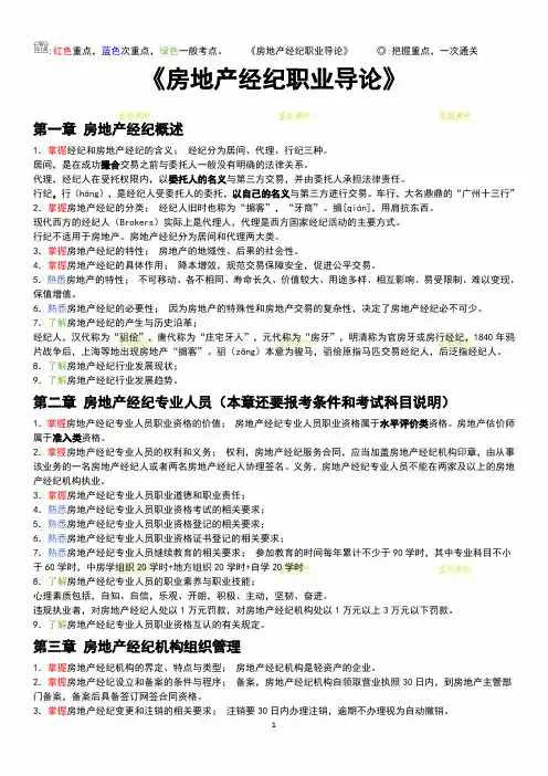 房地产经纪职业导论_必看知识点bd