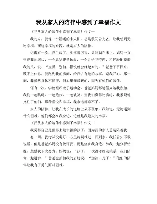 我从家人的陪伴中感到了幸福作文