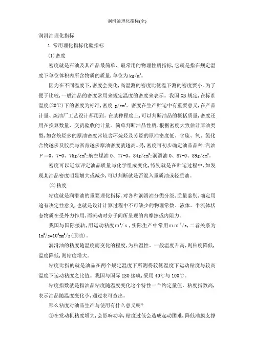 润滑油理化指标(全)