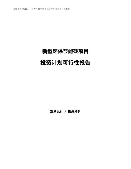 新型环保节能砖项目投资计划可行性报告(模板参考范文)