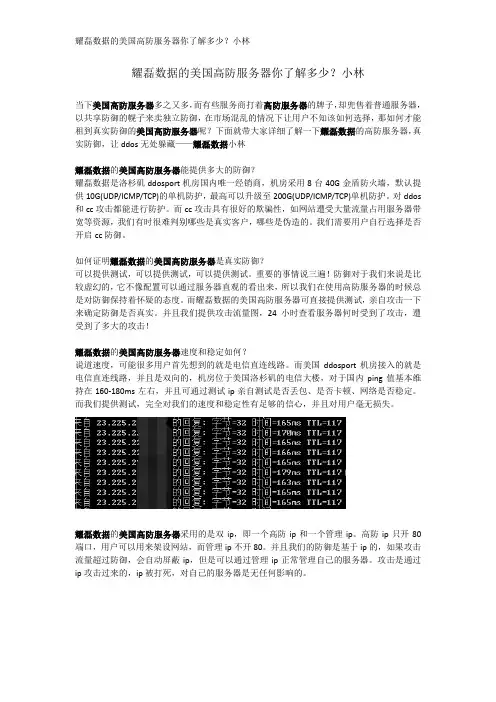 耀磊数据的美国高防服务器你了解多少？小林
