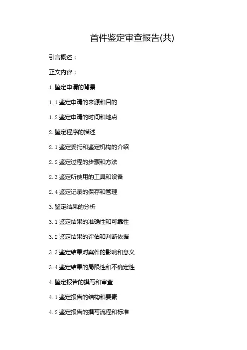 首件鉴定审查报告(共)docx