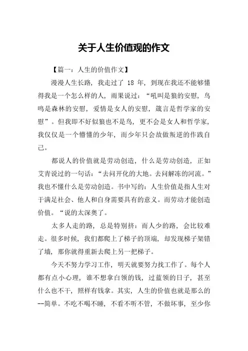 关于人生价值观的作文