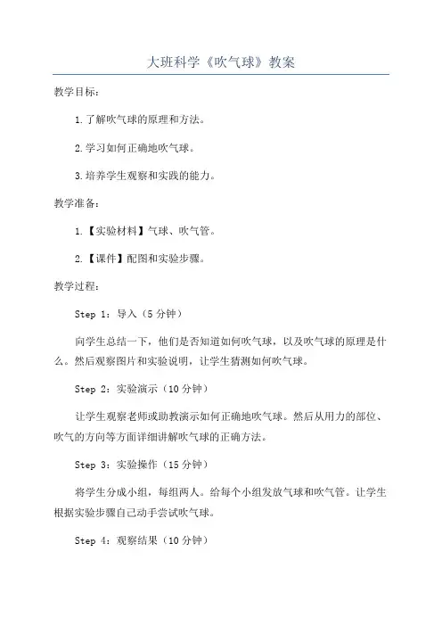 大班科学《吹气球》教案