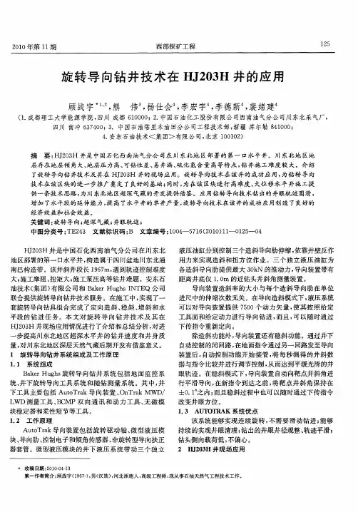 旋转导向钻井技术在HJ203H井的应用