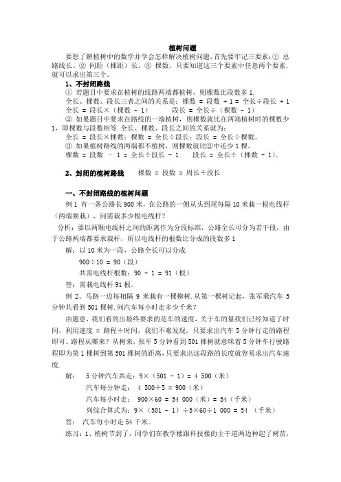 小学奥数小升初常考题型植树问题例题讲解+练习,类型全