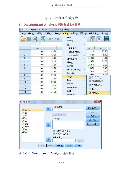 spss进行判别分析步骤