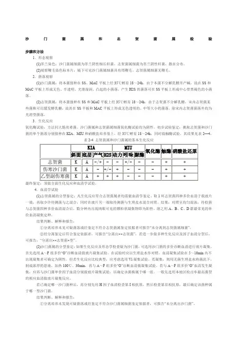 沙门菌属和志贺菌属检验