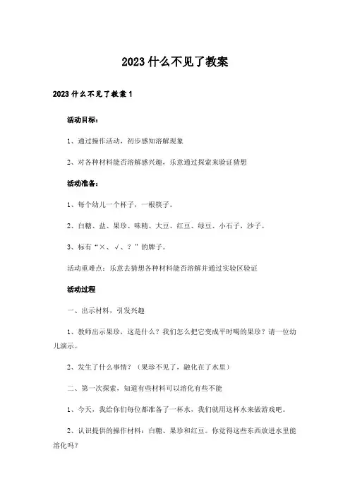 2023什么不见了教案
