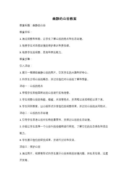 幽静的山谷教案