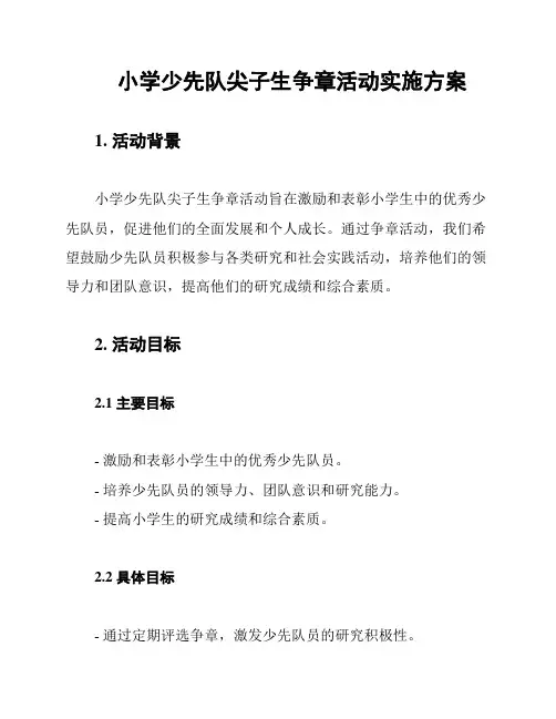 小学少先队尖子生争章活动实施方案