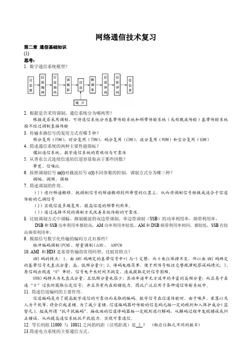 自己整理的网络通信技术复习资料