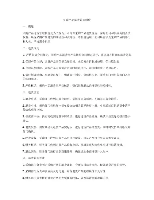 采购产品退货管理制度