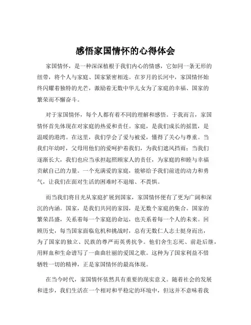 感悟家国情怀的心得体会