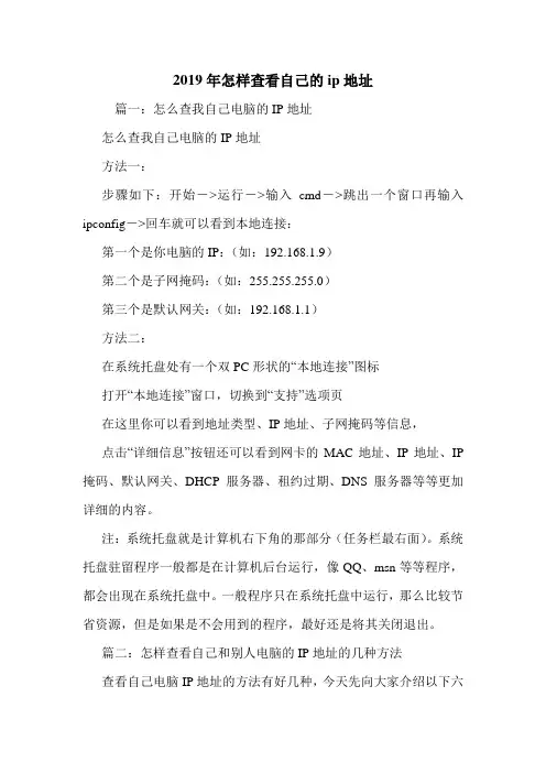 2019年怎样查看自己的ip地址.doc