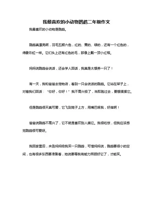 我最喜欢的小动物鹦鹉二年级作文