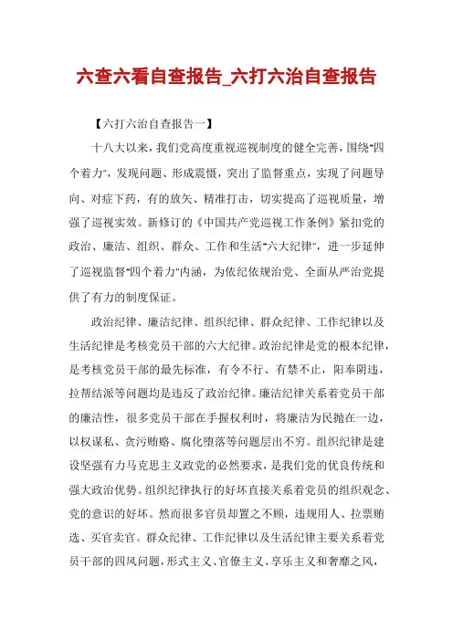 六查六看自查报告_六打六治自查报告