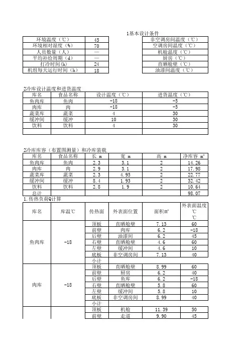 冷库负荷计算书 最新