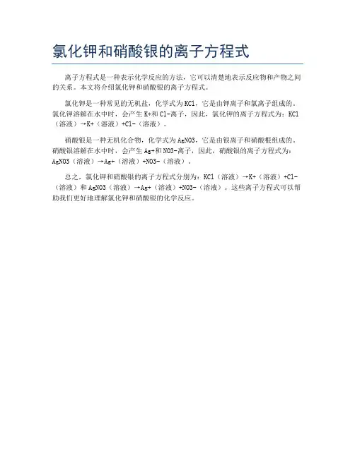 氯化钾和硝酸银的离子方程式