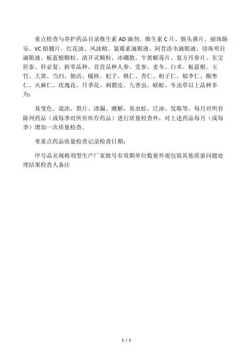 重点药品养护