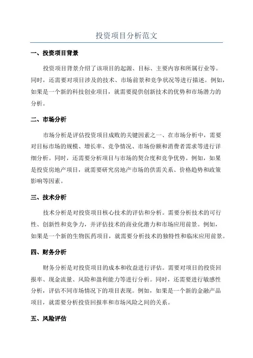 投资项目分析范文